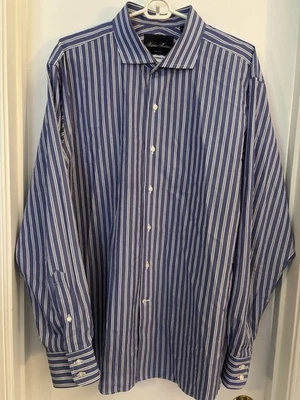 Camisa de vestir Brooks Brothers 18/36 Regent Thomas Mason azul a rayas elegantes ¡LEER! Foto 1 de 4