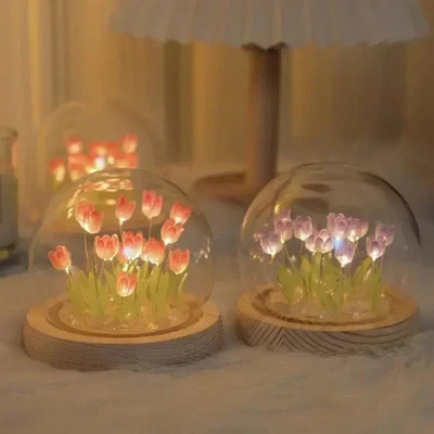 Hágalo usted mismo Kit de Luz Nocturna Espejo Nube de Tulipán - LED Estética Decoración del Hogar Regalo para ella Foto 1 de 4
