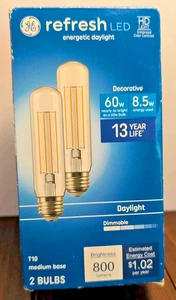 2pk GE Decorative 60-Watt 8.5w T10 Medium Base LED Daylight Dimmable HD Lighting - Picture 1 of 5