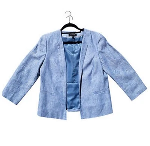 TALBOTS Blue Linen Blazer Chambray 10 Womens Suit Jacket Career Spring Pastel - Picture 1 of 5