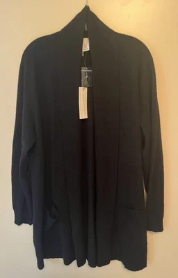 Cárdigan Largo CACHEMIRA RACHEL ZOE Negro Suéter Talla 1X Nuevo con Etiquetas Acogedor Vacaciones Foto 1 de 4