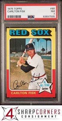 1975 TOPPS #80 CARLTON FISK RED SOX HOF PSA 7 - Image 1 of 4