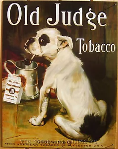 Goodwin New York Old Judge Tobacco BLECHSCHILD Bulldogge Kunst Vintage Ad Bar Dekor 379 - Bild 1 von 6
