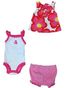 Infant Girls Pink Yellow Daisy Floral Ladybug Outfit 3 Piece Outfit - Picture 1 of 1