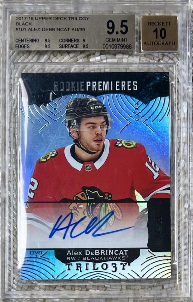 2017-18 UD TRILOGY BLACK AUTO /39 ALEX DEBRINCAT RC BGS 9.5/10 POP 1 - Image 1 of 2