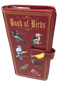 Billetera grande para mujer Shag Wear Book of Birds 7" roja - Imagen 1 de 4