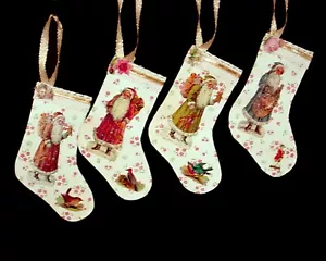4 WEIHNACHTSSTRUMPF ORNAMENTE VIKTORIANISCHER STIL HANDARBEIT NIKOLAUS WENDBAR - Bild 1 von 6