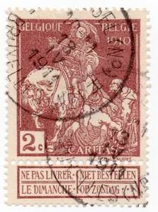 1910 - Belgio - Pro opere "Caritas", 2 (+2) c. fondo unito lilla usato - Picture 1 of 1