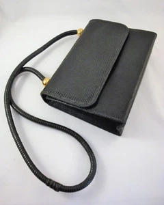Vintage 1980's MARK CROSS Dark Green LIZARD SKIN Box Shape Classic Shoulder Bag - Picture 1 of 7