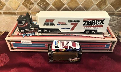 ALAN KULWICKI 1989 #7 Zerex Racing Team 1/64 ERTL Transporter y 1/64 HO juego de autos Foto 1 de 4