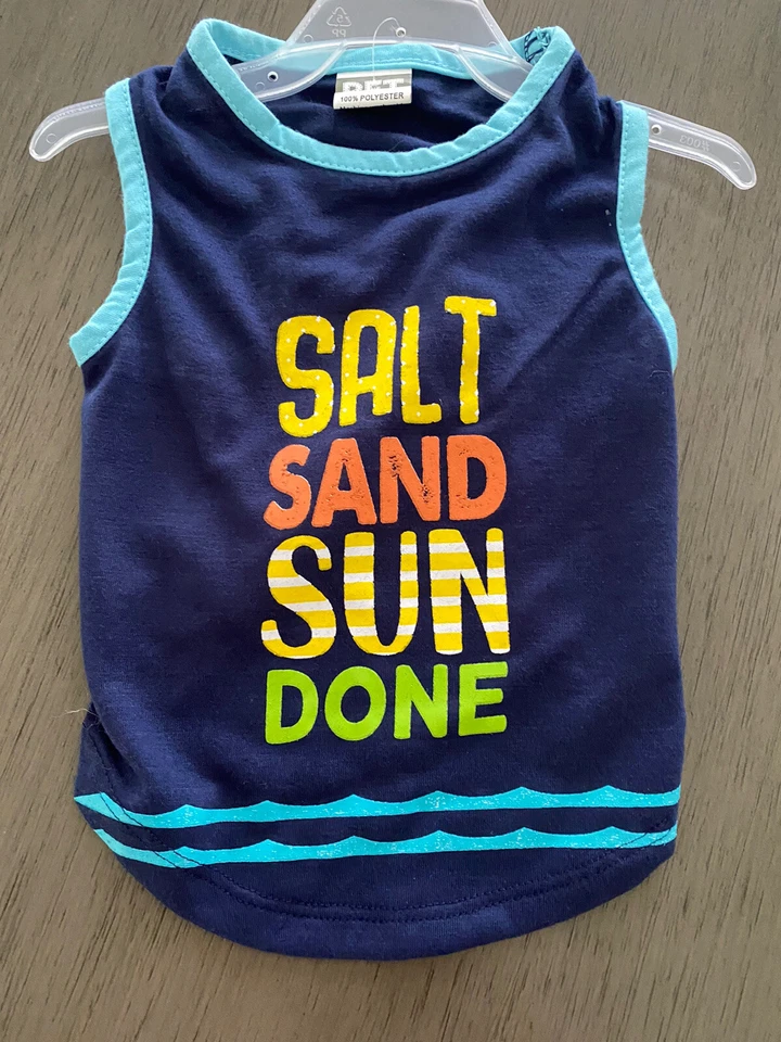 PET SPIRIT Azul Lite Azul Borde "SAL ARENA SOL HECHO" Camiseta Cachorro/Perro Pequeño Foto 1 de 1