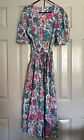 Vintage 1980s Laura Ashley Made In Uk 100% Cotton Floral Dress Size S M