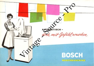 altes BOSCH Werbeprospekt Werbung Waschmaschinen Vintage 1950er Jahre - Picture 1 of 6