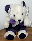 Walmart Dan Dee Purple White Teddy Bear Plush With Bow 10"