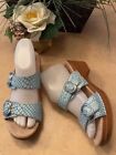 Dansko Sophie Turquoise Snake Sandal Double Leather Strap Buckle Sz 8.5-9, $120
