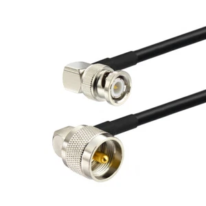 UHF PL-259 Male Angle to BNC Male Angle Extension Cable RG58 Coax Pick Length - Picture 1 of 4