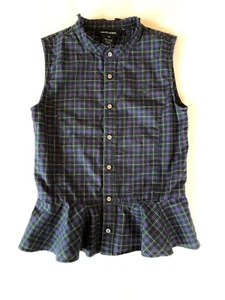 Neu ohne Etikett Ralph Lauren Mädchen (6X) Uhrenkaro Knopfleiste ärmellose Bluse mit Rüschen - Bild 1 von 8