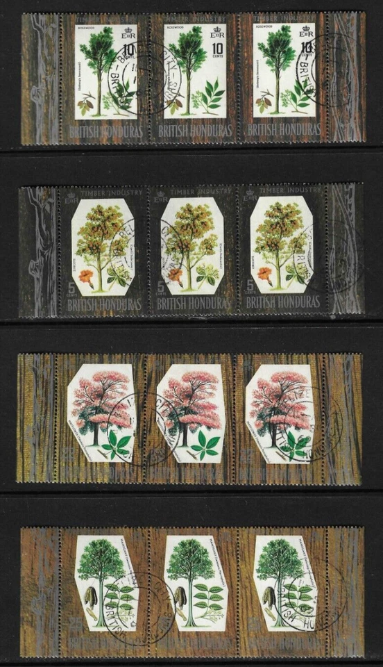 Árboles de madera dura British Honduras SC # 230-233. CTO Foto 1 de 1