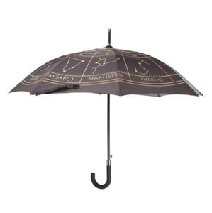 Schwarz Astrologie Regenschirm Metallic Sternzeichen Sternzeichen Haken Griff Zubehör - Bild 1 von 3