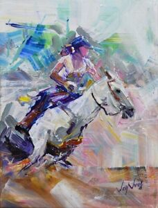 JAY JUNG - Acrylic Painting Impressionism Collectible Original Horse Riding