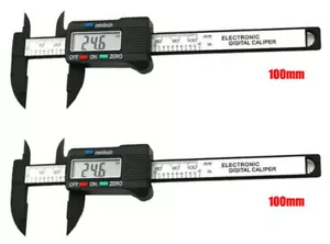 2X 100mm 4" LCD Micrometer Digital Electronic Carbon Fiber Vernier Caliper 2Pcs - Picture 1 of 8