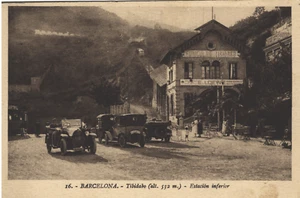 TIBIDABO Barcelona España Estacion Fénicular CPA animée Automoviles 1920-1930 - Picture 1 of 2