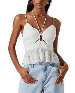 ASTR the Label Women's Top Sz XL Minka Peplum Halter - Picture 1 of 5