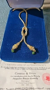 JBK Lions Head Gold Tone Tassel Necklace With Jade Accents Camrose Kross VINTAGE - Picture 1 of 6