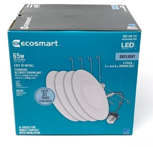EcoSmart 5 in. and 6 in. White Integrated LED Recessed Trim, Daylight (4-pack) - Picture 1 of 4