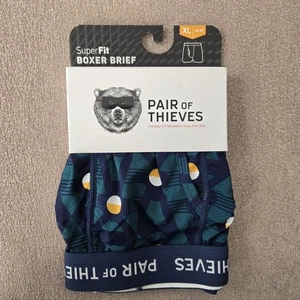 Paar Thieves Herren Boxershorts Super Fit Größe XL Blau Geometrisch  - Bild 1 von 3