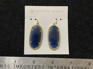 Kendra Scott Danielle Earrings Blue Lapis Gold Tone - Picture 1 of 4