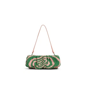STAUD Pink Green Swirl Psychedelic Beaded Patterned Bean Convertible Bag Purse - Picture 1 of 11