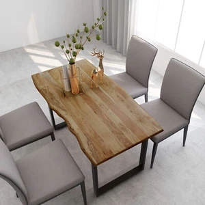 Dining Table 140x70x76 Solid Acacia Wood O6K3 - Picture 1 of 9