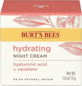 Burts Bees Hydrating Night Cream Hyaluronic Acid + Squalane 1.8 OZ EACH (PACK 2) - Picture 1 of 6