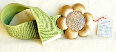 Ancienne boucle de ceinture Overhoff & Cie Lüdenschein - fleur en métal doré - Photo 1/3