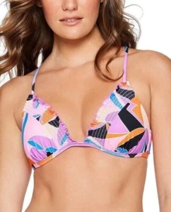 Salt + Cove MULTI Juniors' Kaleidoscope Smocked Bikini Swim Top, US Medium - Picture 1 of 5
