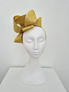 Miss Samantha. Womens loop headband fascinator in Metallic gold - Picture 1 of 4