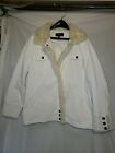 Colebrook White Corduroy Jacket Womens Size 18/20 Faux Fur Trimmed Collar Lined