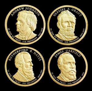 2011 S President Proof Dollar LOT 4 COIN SET Ulysses S. Grant Garfield Hayes NiP - Picture 1 of 2