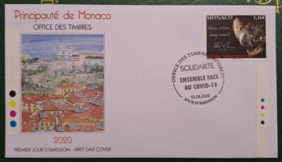 2020 Monaco Solidarity We Face Fight Virus Pandemic Frontliner Heroes stamp FDC - Image 1 of 4
