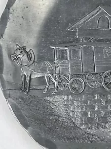 Hammered Coaster Plate Recycled Memories Amish Bridge Aluminum Made In USA 4.5” - Picture 1 of 8