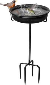 28In Freestanding Birdbaths Bowl Outdoor, Free Standing Garden Bird Bath Bird 4 - Picture 1 of 3