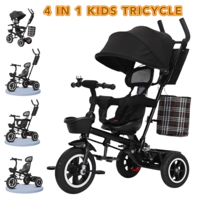 Foldable Kids Tricycle Toddler 4 in 1 Stroller Kids Trike for 1.5 to 6 Year Old - image 1 of 4