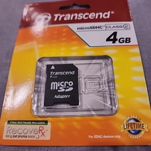 Transcend Micro SDHC 4GB Memory Card with Adapter NEW TS4GUSDHC2 Storage,sandisk - Picture 1 of 2