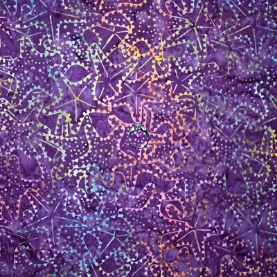 BonEFul Fabric FQ Cotton Quilt Purple Pink Dot Rainbow Batik Star Fish Sea Ocean - Image 1 of 4