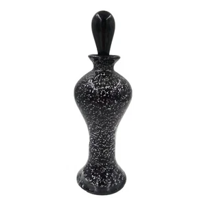 Amethyst lila Silber Fleck gefasst Kunst Glas Parfüm Flasche 7,5" Dekor - Bild 1 von 6