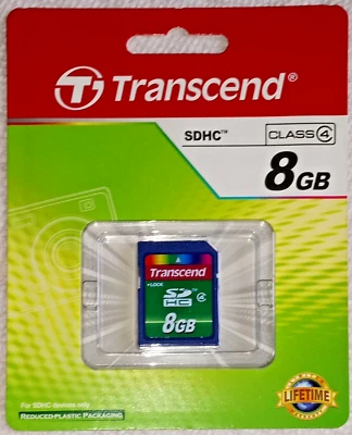 Transcend 8GB SDHC Card Original Unopened NOS Factory Fresh Package - Image 1 of 4