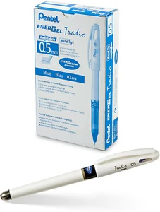 NEW Pentel EnerGel Tradio Pearl .5mm BLUE Gel Pens 12-PC Refillable Needle Fine - Picture 1 of 2