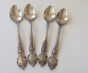 National ROSE AND LEAF Teaspoon Lot - 4 Spoons - Stainless - Picture 1 of 3