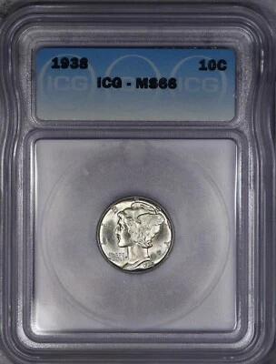 1938 Mercury Dime 10c ICG MS66 - Image 1 of 2